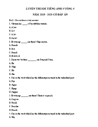 Đề luyện thi IOE Lớp 5 - Vòng 5 - Năm học 2019-2020 (Có đáp án)