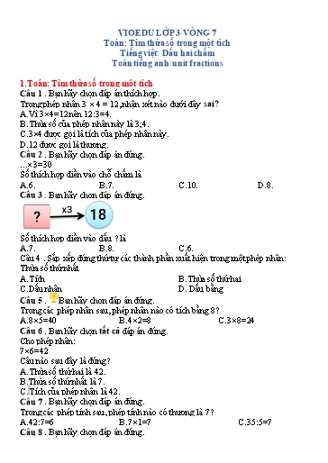 Đề ôn thi Vioedu Lớp 3 - Vòng 7 (Có đáp án)