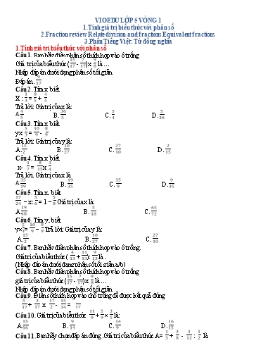 Đề ôn thi Vioedu Lớp 5 - Vòng 1 (Có đáp án)