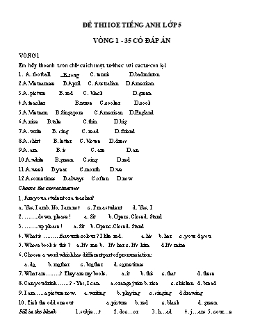 Đề thi IOE Lớp 5 - Vòng 1-35 (Có đáp án)