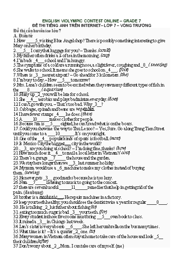 Đề thi online Violympic Tiếng Anh Lớp 7 - Vòng trường