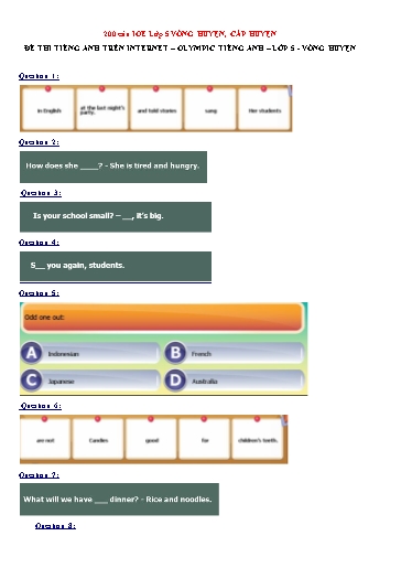 Tổng hợp 200 câu IOE cấp huyện Lớp 5